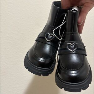 Zara Black Kids Boots with Heart Detail
